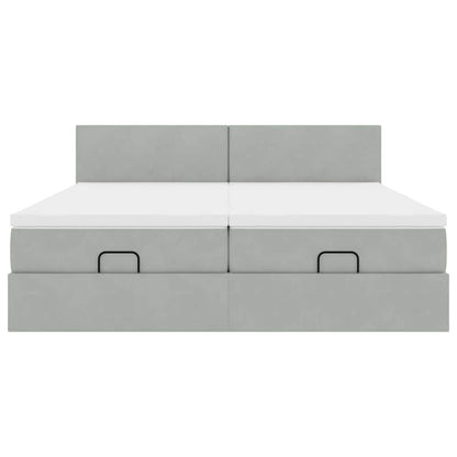 Struttura Letto Pouf con Materassi 200x200 cm Velluto