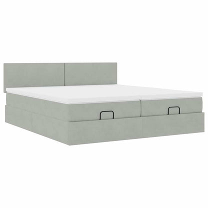 Struttura Letto Pouf con Materassi 200x200 cm Velluto