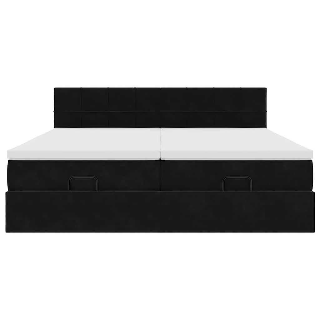 Struttura Letto Pouf con Materassi Nero 160x200 cm in Velluto | homemem39