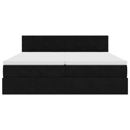 Struttura Letto Pouf con Materassi Nero 160x200 cm in Velluto | homemem39