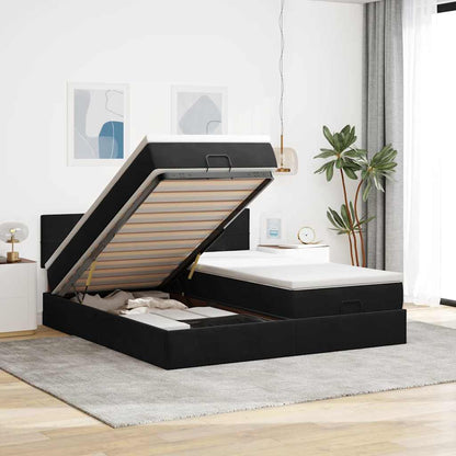 Struttura Letto Pouf con Materassi Nero 160x200 cm in Velluto | homemem39