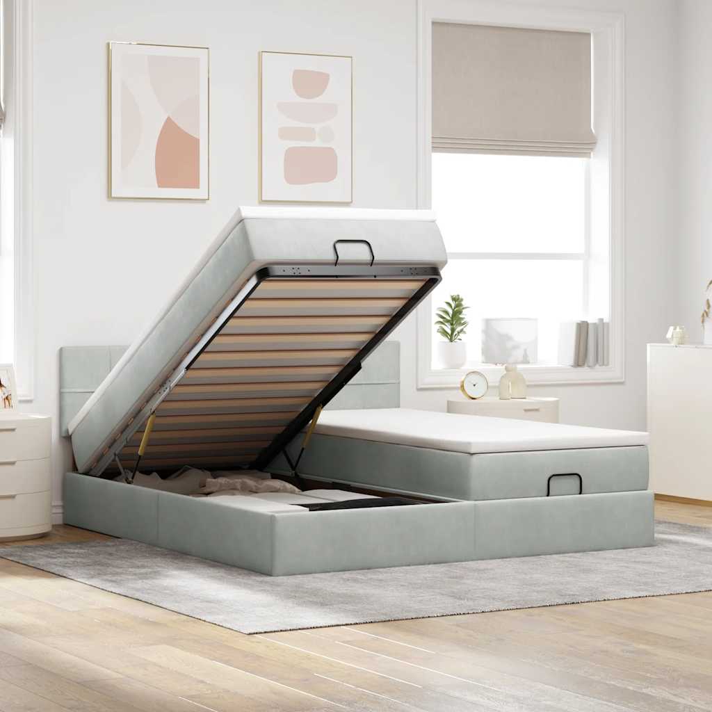 Struttura Letto Pouf con Materassi 180x200 cm Velluto