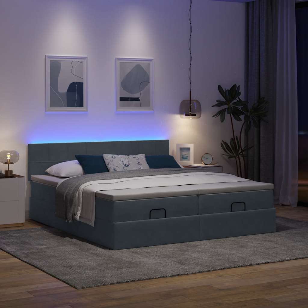 Struttura Letto Pouf con Materassi 180x200 cm Velluto | homemem39