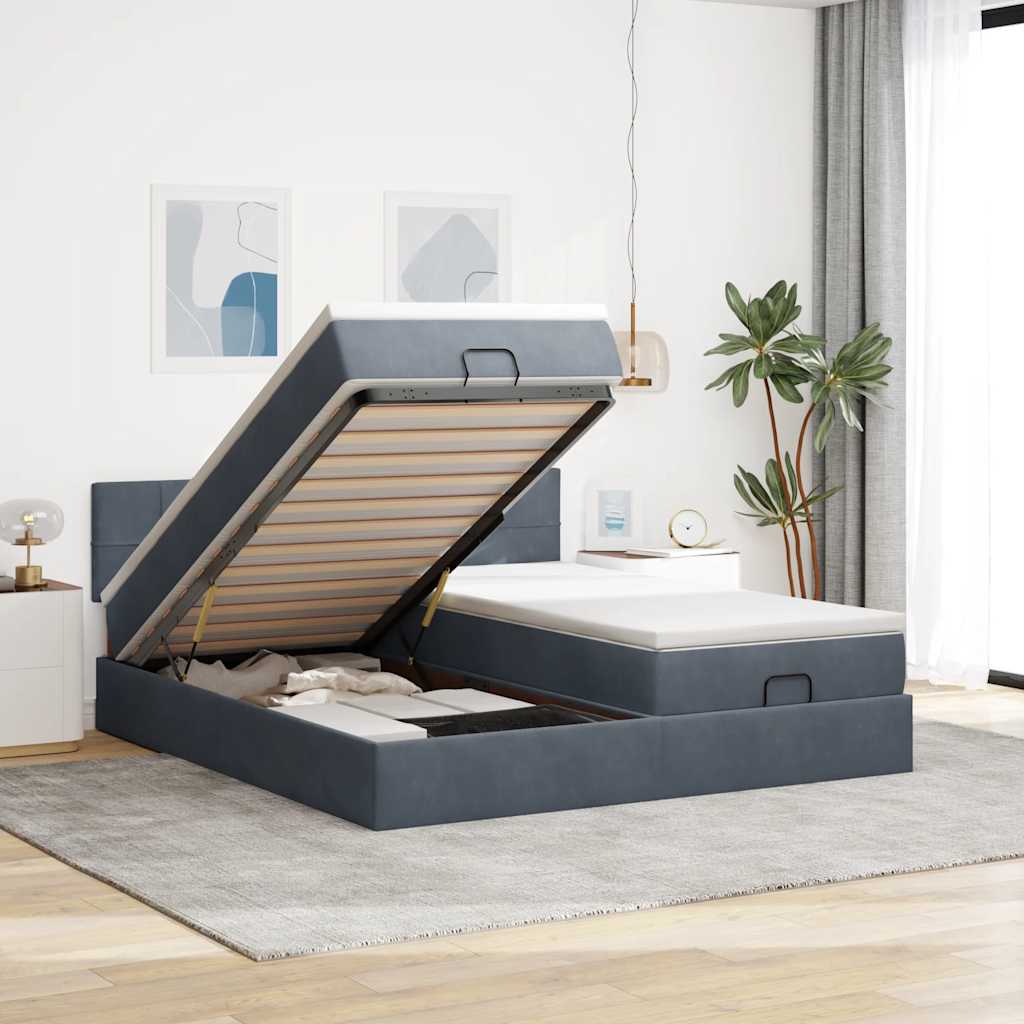Struttura Letto Pouf con Materassi 180x200 cm Velluto | homemem39