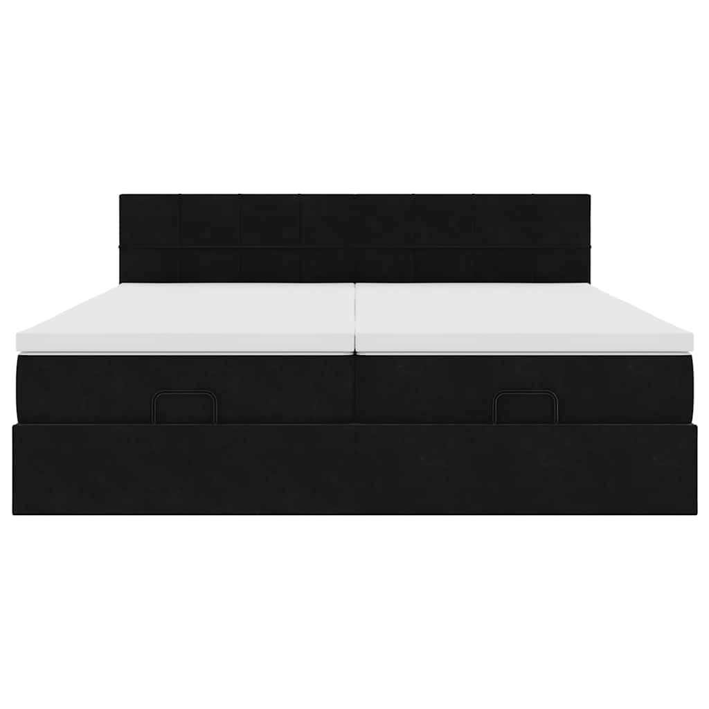 Struttura Letto Pouf con Materassi Nero 180x200 cm in Velluto | homemem39