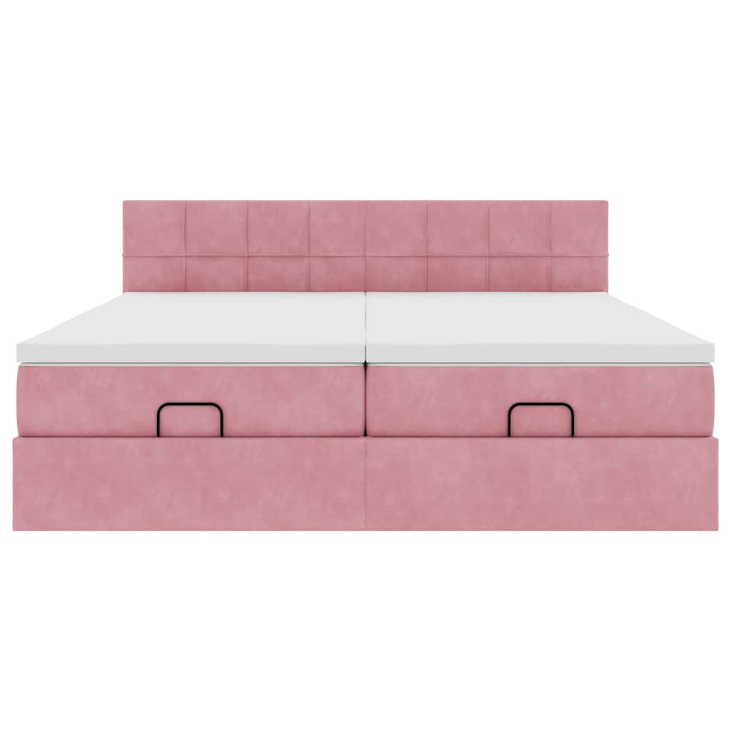Struttura Letto Pouf con Materassi Rosa 180x200 cm Velluto | homemem39