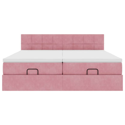 Struttura Letto Pouf con Materassi Rosa 180x200 cm Velluto | homemem39