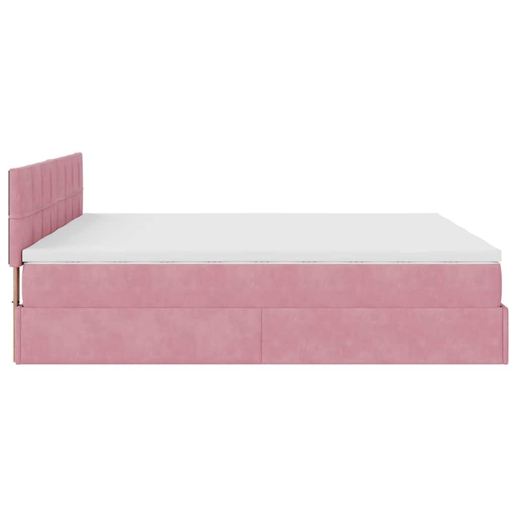 Struttura Letto Pouf con Materassi Rosa 180x200 cm Velluto | homemem39