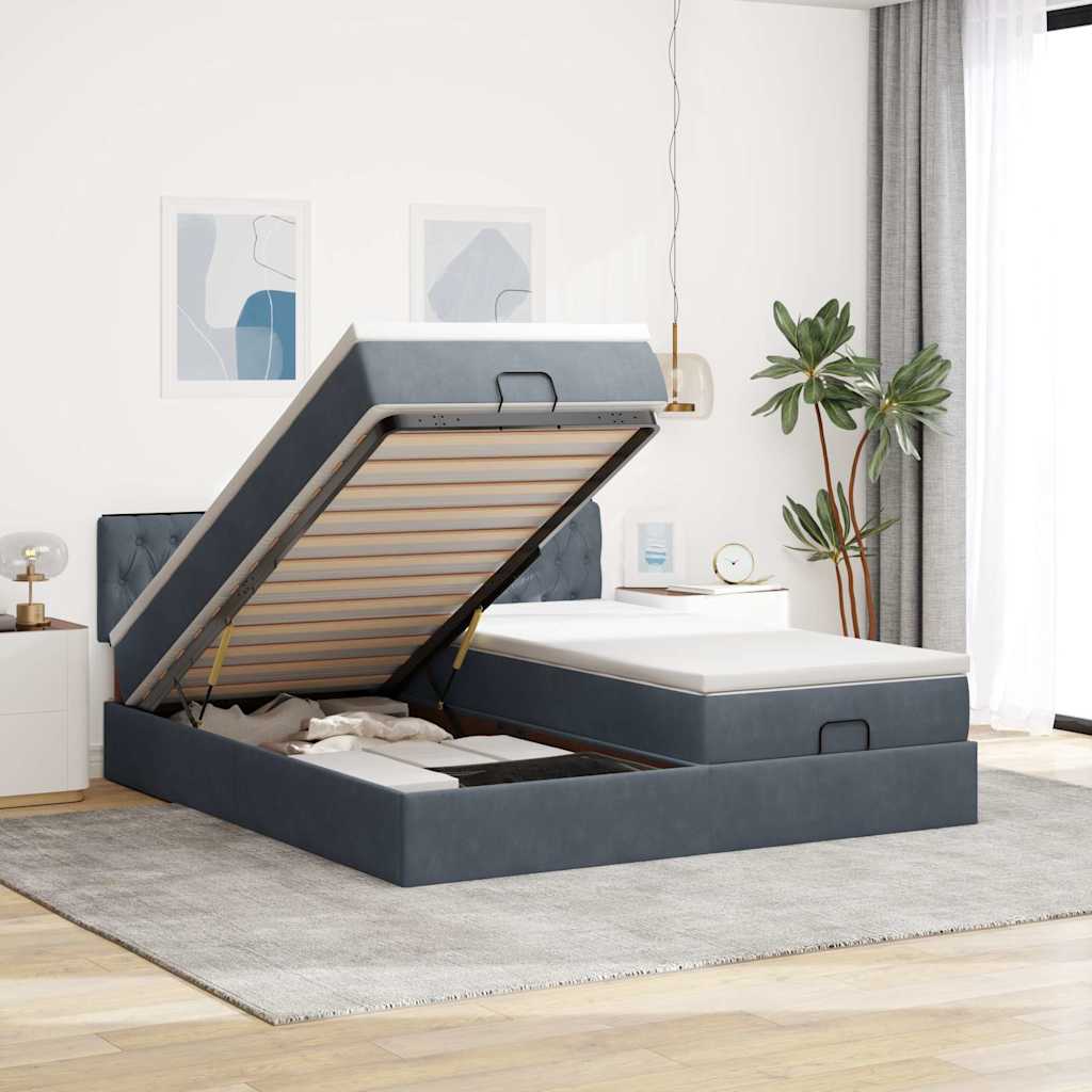 Struttura Letto Pouf con Materassi 180x200 cm Velluto | homemem39