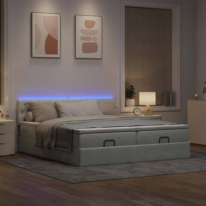 Struttura Letto Pouf con Materassi 200x200 cm Velluto