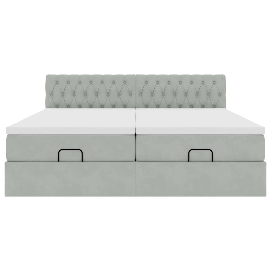 Struttura Letto Pouf con Materassi 200x200 cm Velluto