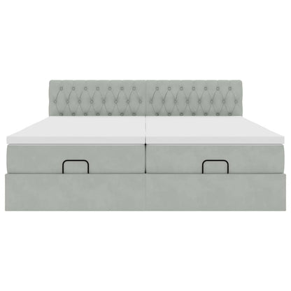 Struttura Letto Pouf con Materassi 200x200 cm Velluto