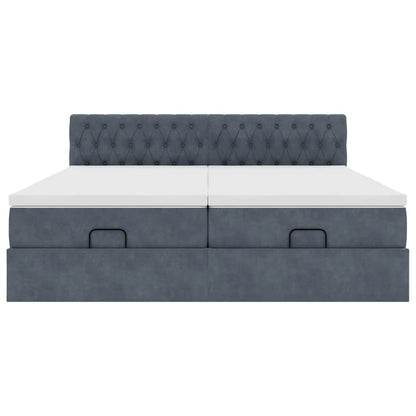 Struttura Letto Pouf con Materassi 200x200 cm Velluto - homemem39