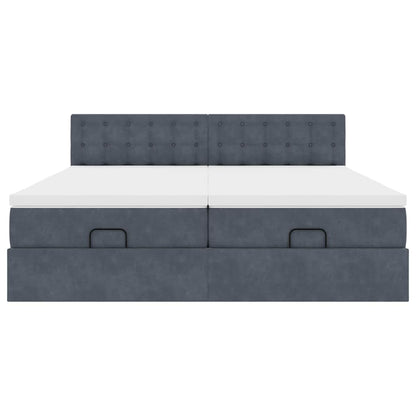 Struttura Letto Pouf con Materassi 160x200 cm in Velluto