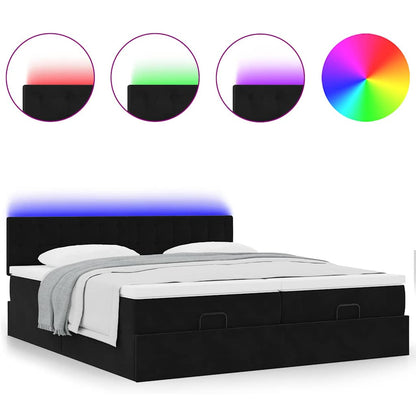 Struttura Letto Pouf con Materassi Nero 160x200 cm in Velluto | homemem39