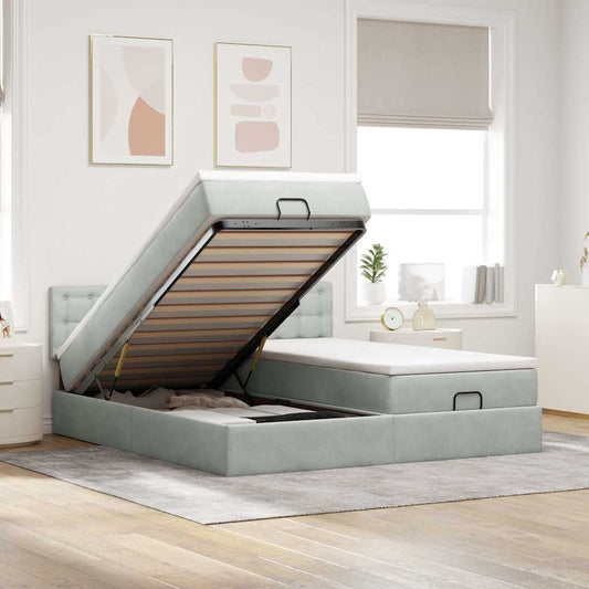 Struttura Letto Pouf con Materassi 180x200 cm Velluto