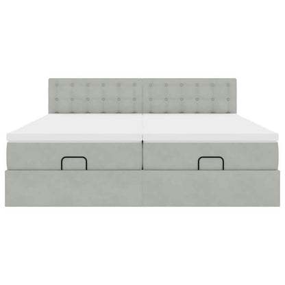 Struttura Letto Pouf con Materassi 200x200 cm Velluto