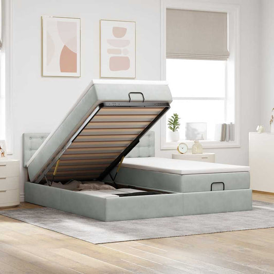 Struttura Letto Pouf con Materassi 200x200 cm Velluto