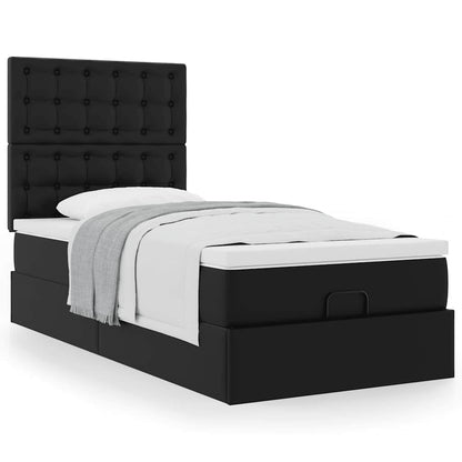 Letto Pouf con Materasso Nero 80x200 cm Similpelle | homemem39