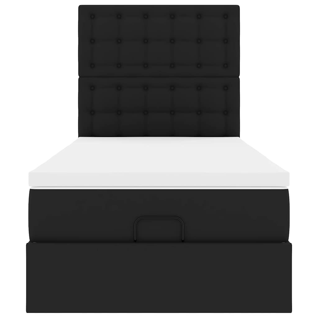 Letto Pouf con Materasso Nero 80x200 cm Similpelle | homemem39