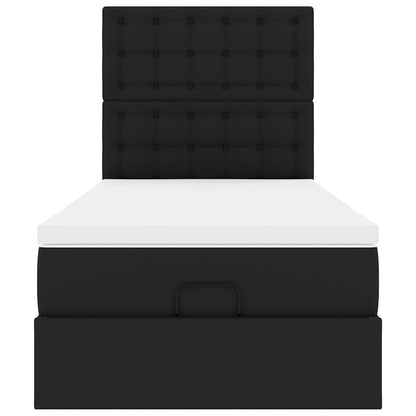Letto Pouf con Materasso Nero 80x200 cm Similpelle | homemem39