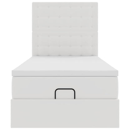 Letto Pouf con Materasso Bianco 80x200 cm Similpelle