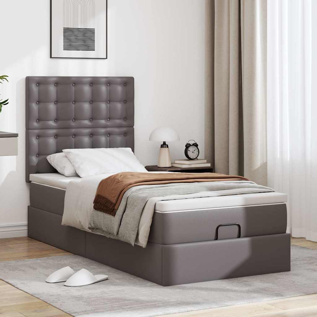 Letto Pouf con Materasso Grigio 80x200 cm Similpelle | homemem39