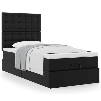 Letto Pouf con Materasso Nero 90x190 cm Similpelle | homemem39