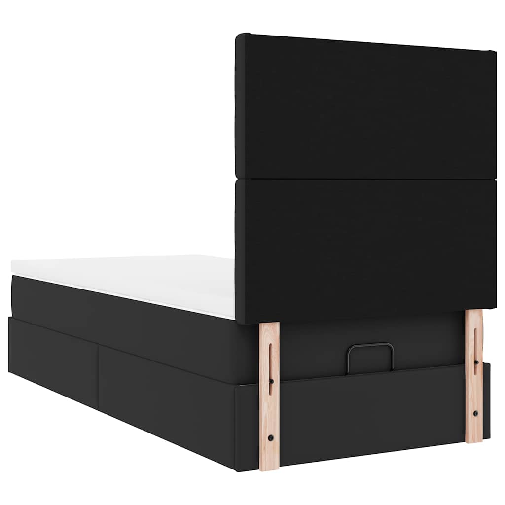 Letto Pouf con Materasso Nero 90x190 cm Similpelle | homemem39