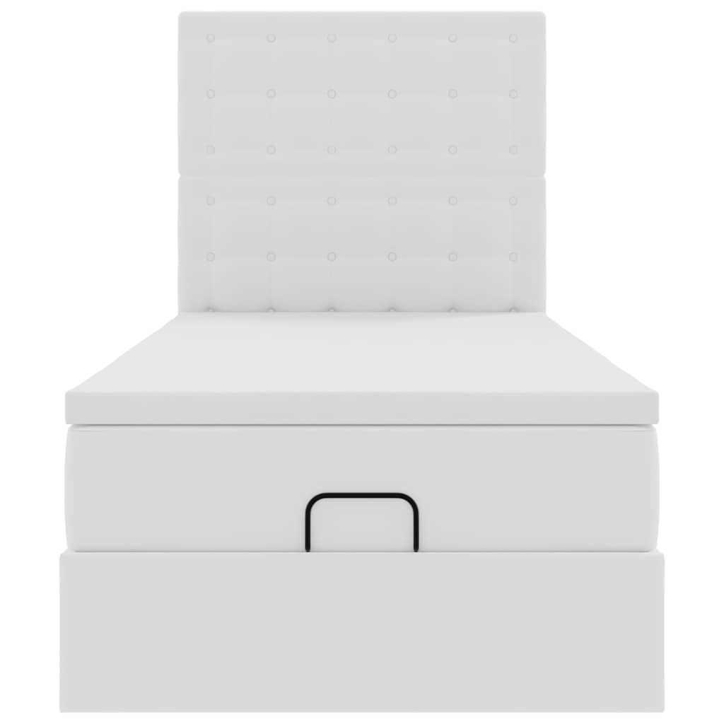 Letto Pouf con Materasso Bianco 90x190 cm Similpelle