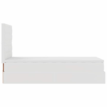 Letto Pouf con Materasso Bianco 90x190 cm Similpelle