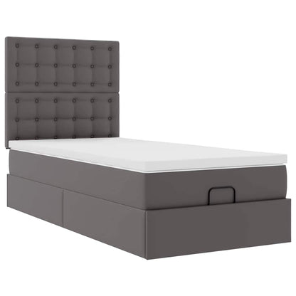 Letto Pouf con Materasso Grigio 90x190 cm Similpelle | homemem39