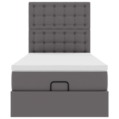 Letto Pouf con Materasso Grigio 90x190 cm Similpelle | homemem39