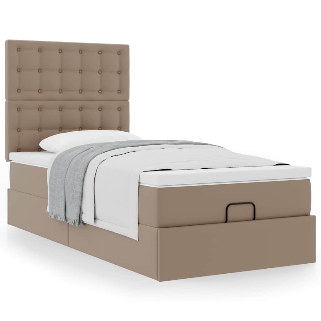 Letto Pouf con Materasso Cappucino 90x190 cm Similpelle