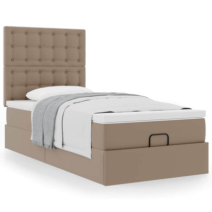 Letto Pouf con Materasso Cappucino 90x190 cm Similpelle