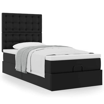 Letto Pouf con Materasso Nero 90x200 cm Similpelle | homemem39