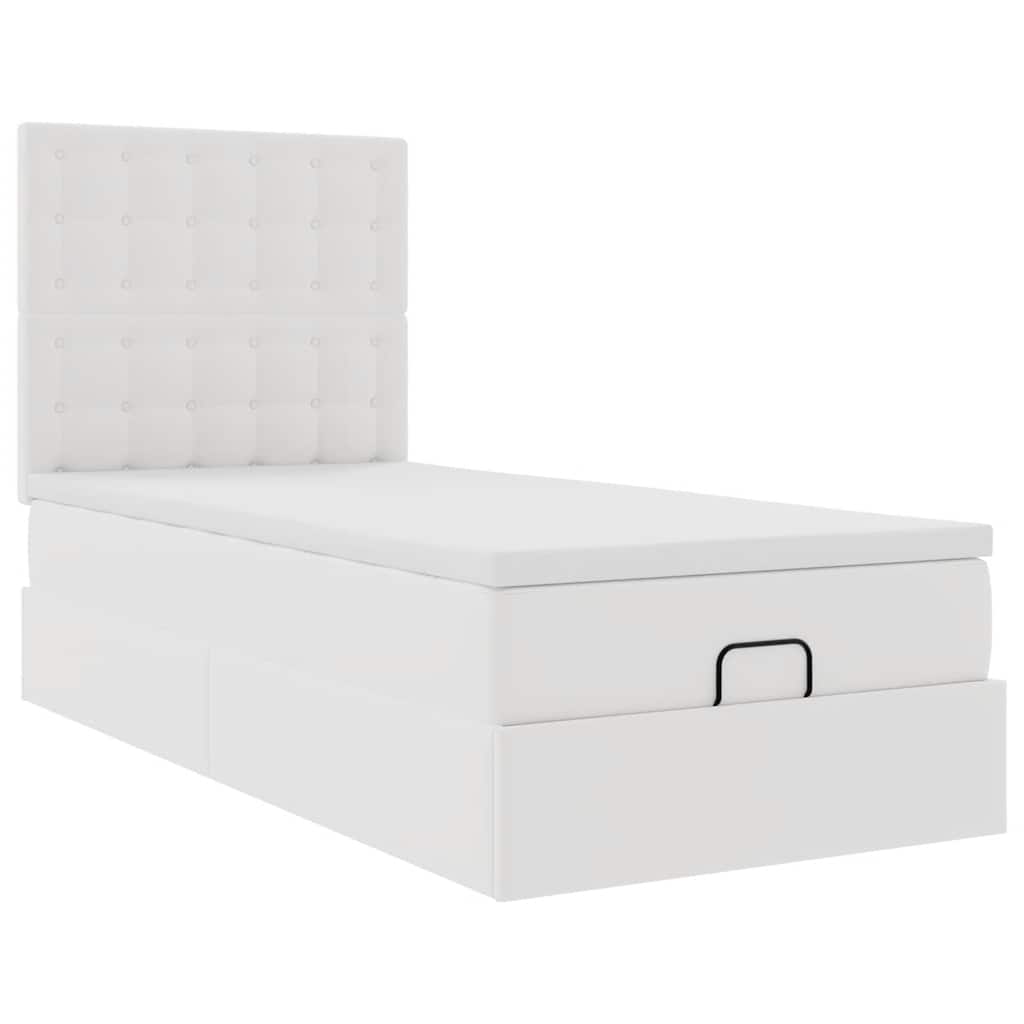 Letto Pouf con Materasso Bianco 90x200 cm Similpelle | homemem39