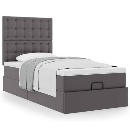 Letto Pouf con Materasso Grigio 90x200 cm Similpelle | homemem39