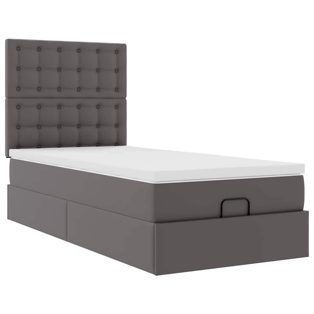 Letto Pouf con Materasso Grigio 90x200 cm Similpelle | homemem39