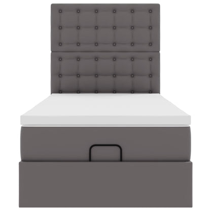 Letto Pouf con Materasso Grigio 90x200 cm Similpelle | homemem39