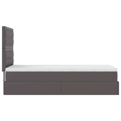 Letto Pouf con Materasso Grigio 90x200 cm Similpelle | homemem39