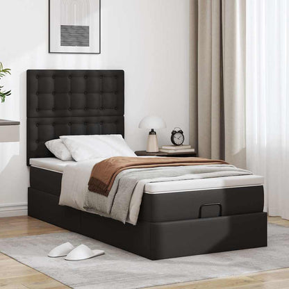 Letto Pouf con Materasso Nero 100x200 cm Similpelle | homemem39