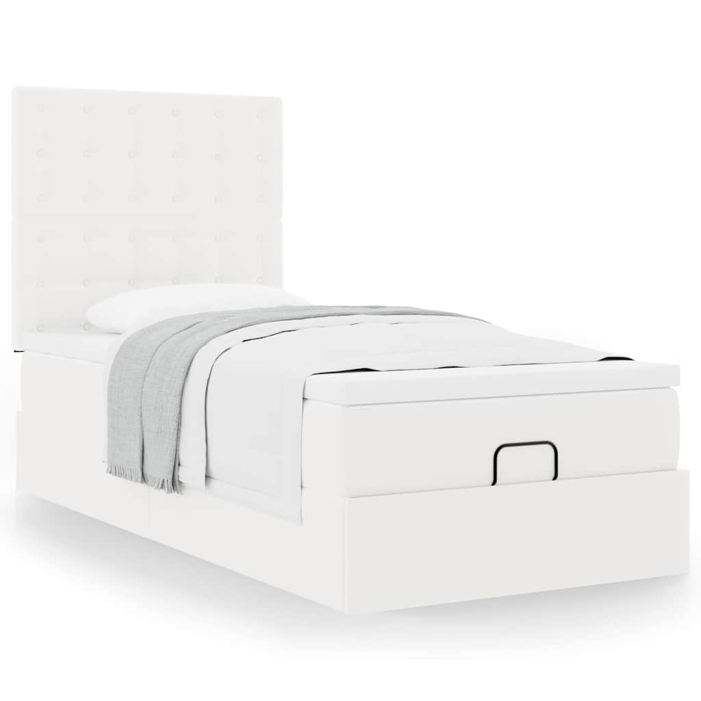 Letto Pouf con Materasso Bianco 100x200 cm Similpelle | homemem39
