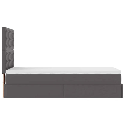 Letto Pouf con Materasso Grigio 100x200 cm Similpelle