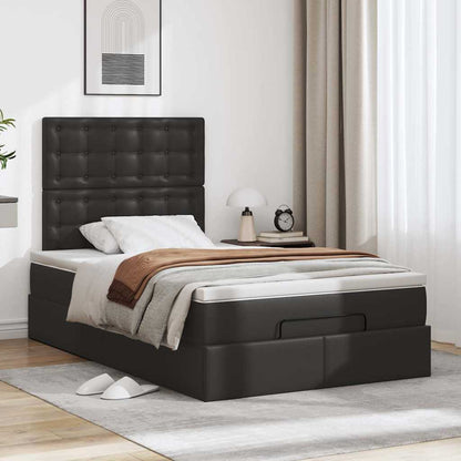 Struttura Letto Pouf con Materasso Nero 120x190 cm Similpelle | homemem39