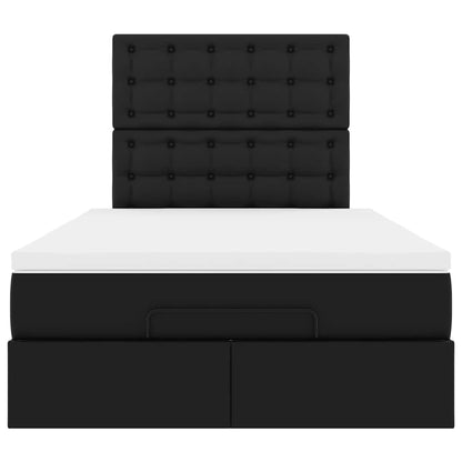 Struttura Letto Pouf con Materasso Nero 120x190 cm Similpelle | homemem39