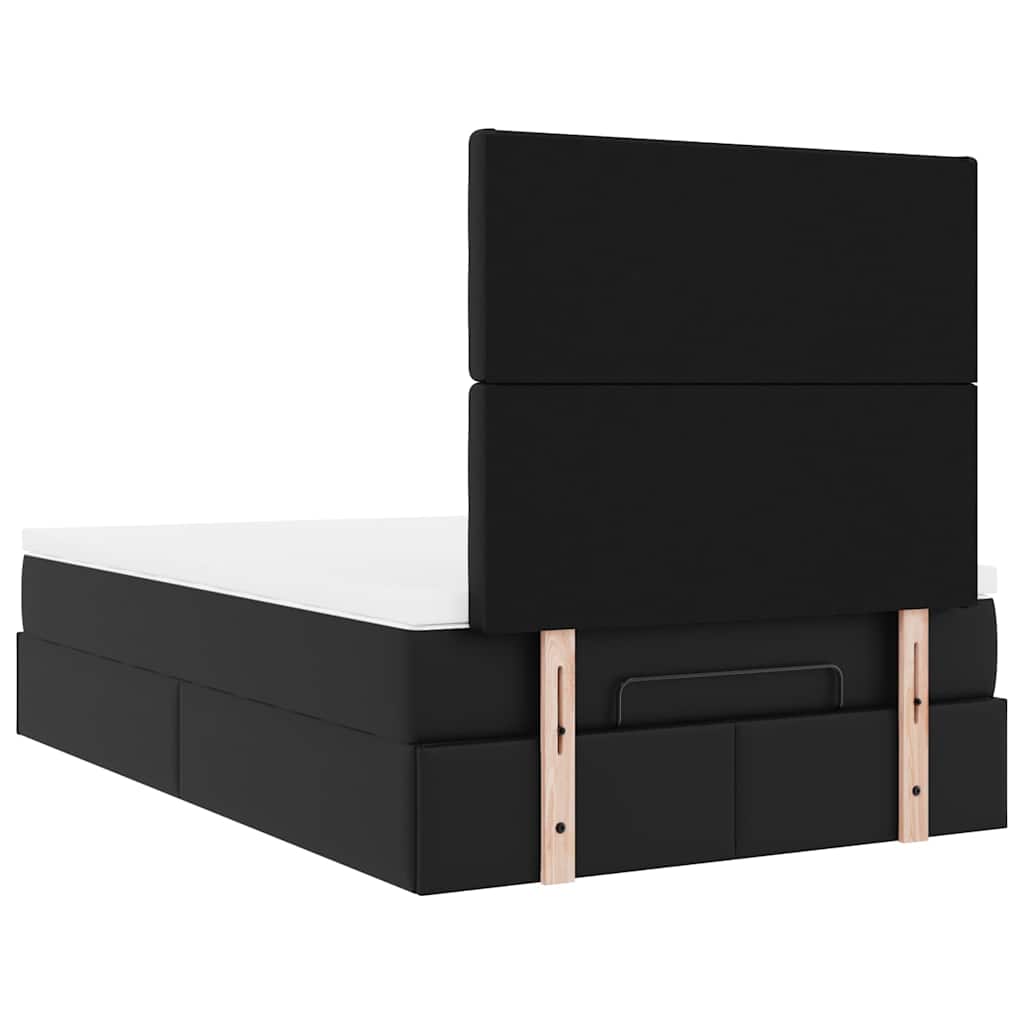 Struttura Letto Pouf con Materasso Nero 120x190 cm Similpelle | homemem39