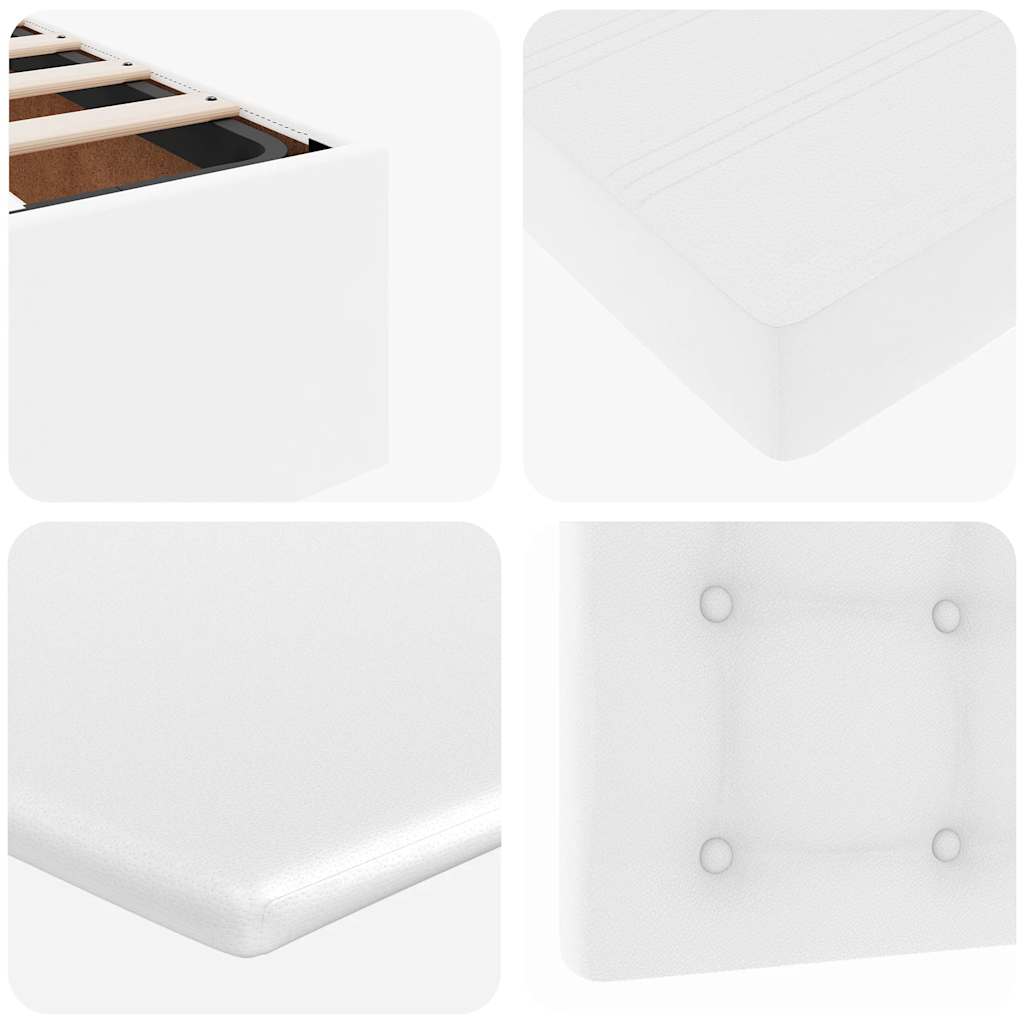 Struttura Letto Pouf con Materasso Bianco 120x190 cm Similpelle