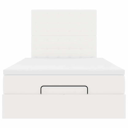 Struttura Letto Pouf con Materasso Bianco 120x190 cm Similpelle