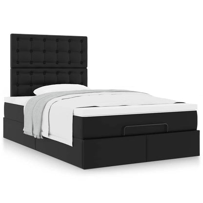 Struttura Letto Pouf con Materasso Nero 120x200 cm Similpelle | homemem39